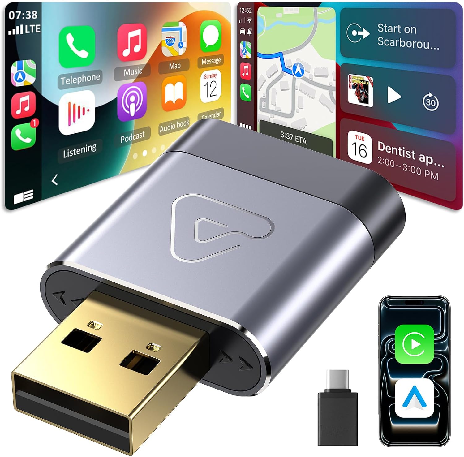 Detalle de Wireless CarPlay Adapter with Gold-Plated USB Connector