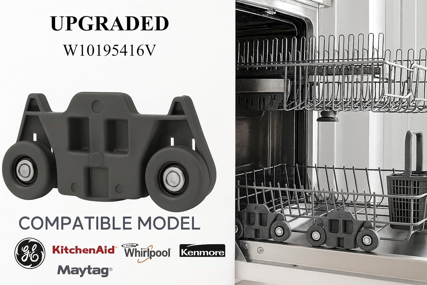 Thumbnail 4 de DanYee W10195416V Dishwasher Lower Rack Wheels, 4-Pack Steel