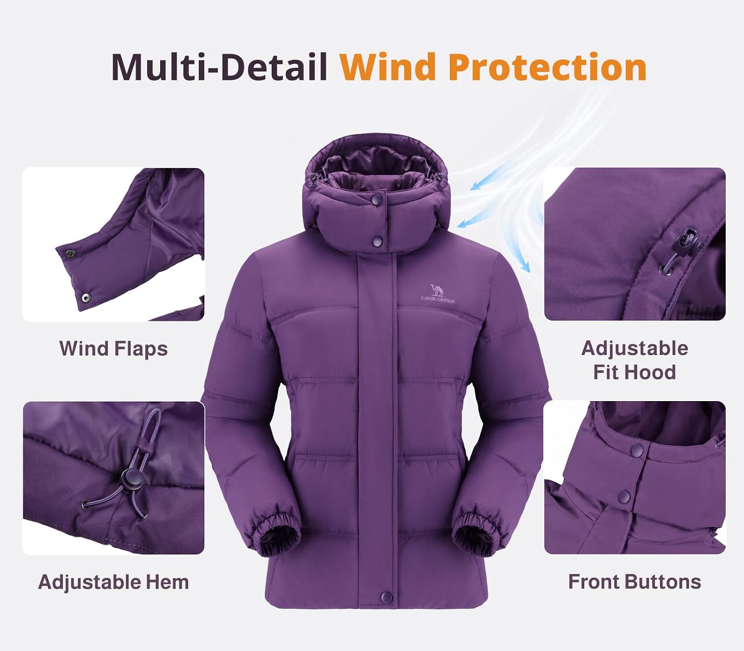 Detalle de CAMLE CROWN Women's Puffer Jacket, Polyester
