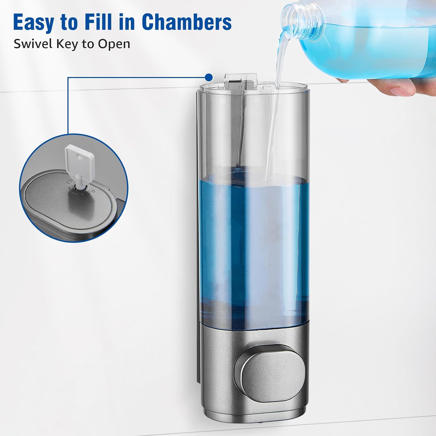 Detalle 2 de Shampoo and Conditioner Dispenser 3-Chamber 300 ML