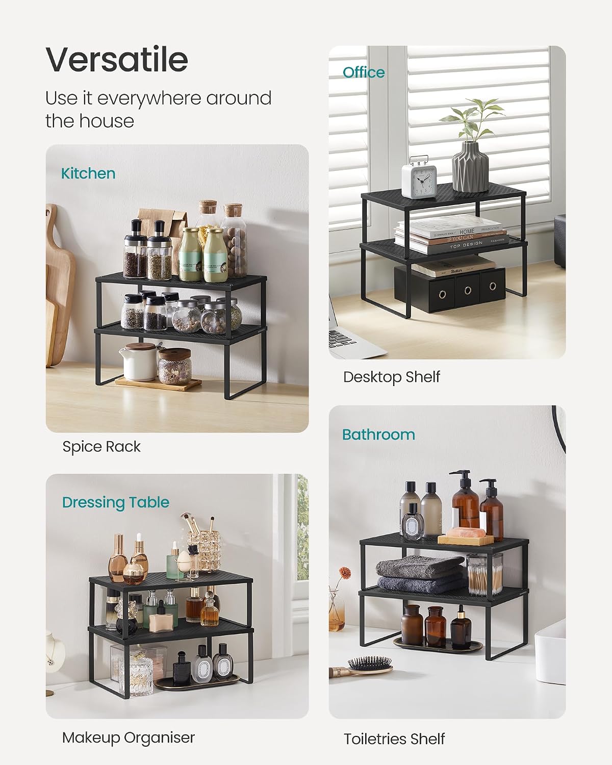 Thumbnail 4 de SONGMICS Spice Racks, Set of 2 Cupboard Organisers – Ink Black KCS401B01