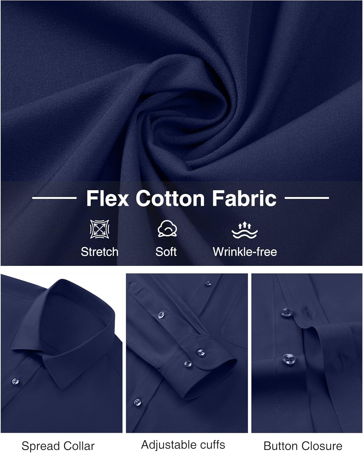 Detalle de J.VER Herren Langarm-Hemd Business Casual – knitterarmes Stretchhemd mit Button-Down-Kragen