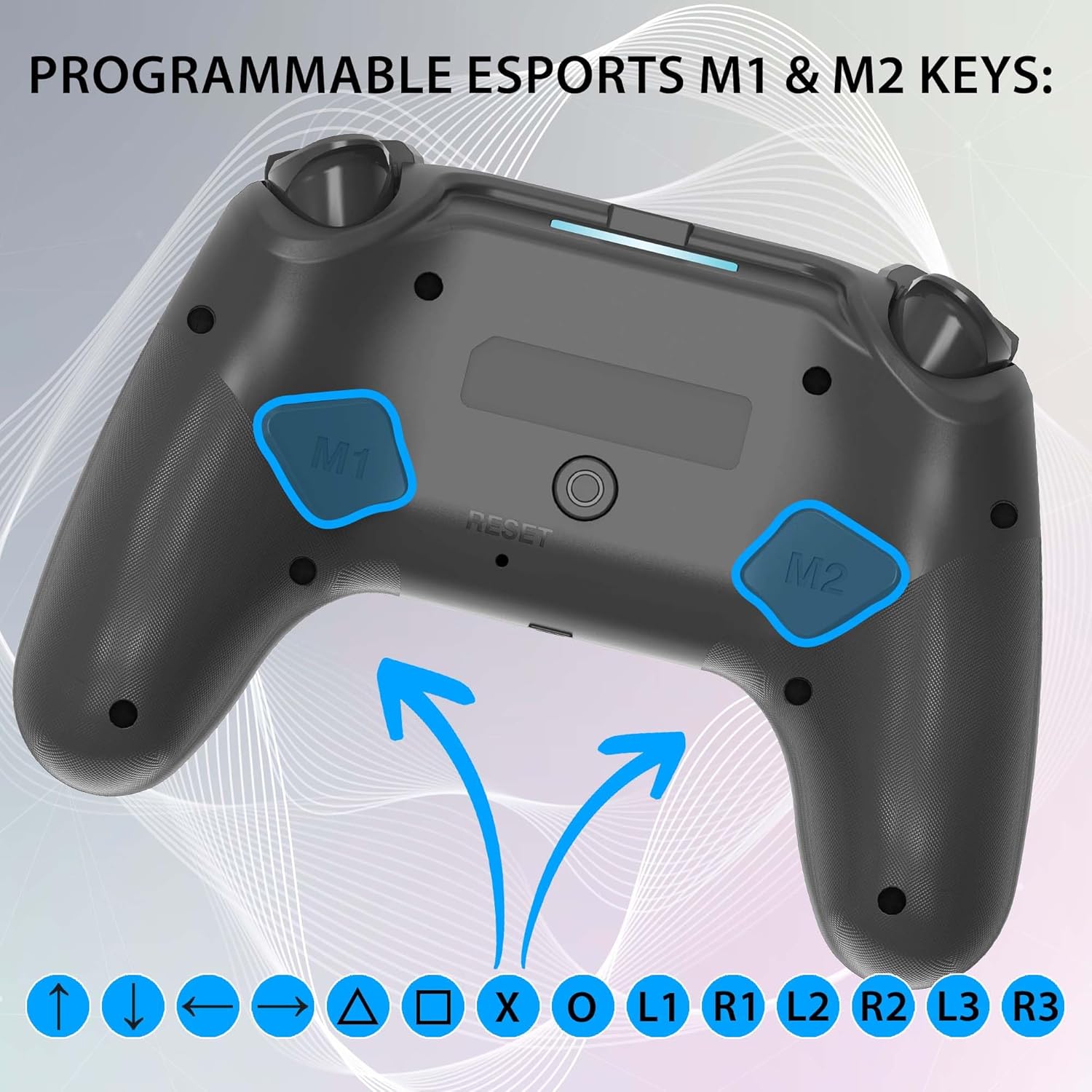 Thumbnail 4 de SUBSONIC Controller wireless Bluetooth per PS4 con vibrazione, LED e jack cuffie da 3,5 mm – Nero