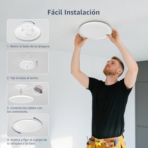 Thumbnail 3 de Lepro Pláfon LED de techo para cocina y baño, blanco frío 5000K, 18W y 1800 lm, IP44 ultrafino (Ø22 cm)