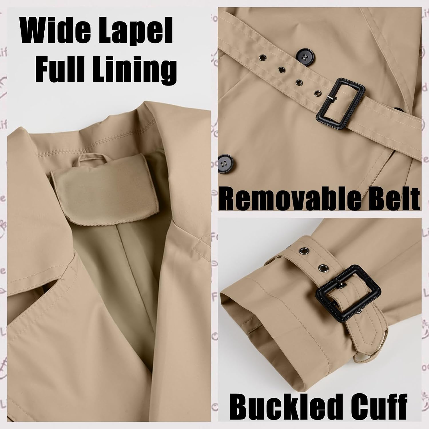 Detalle de RISISSIDA Women's Trench Coat, Longline