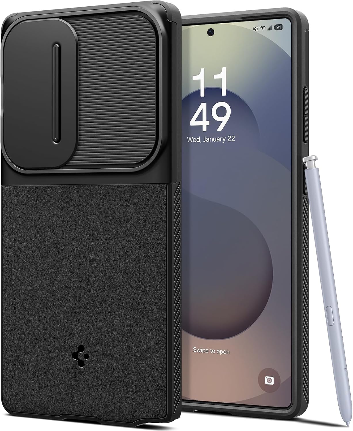 Detalle de Spigen Optik Armor pour Samsung Galaxy S25 Ultra – coque noire avec protection des caméras