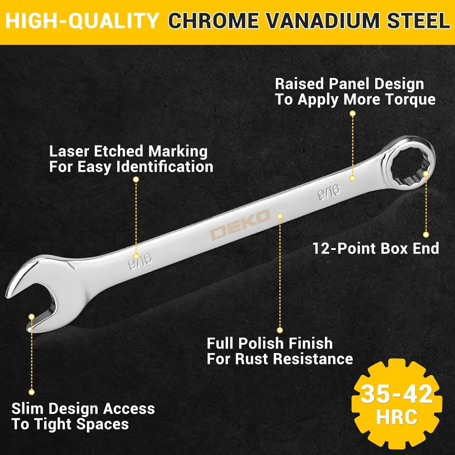 Detalle de DEKOPRO DEKOPRO-COMBINATION-WRENCH-SE 30-Piece SAE/Metric Wrench Set