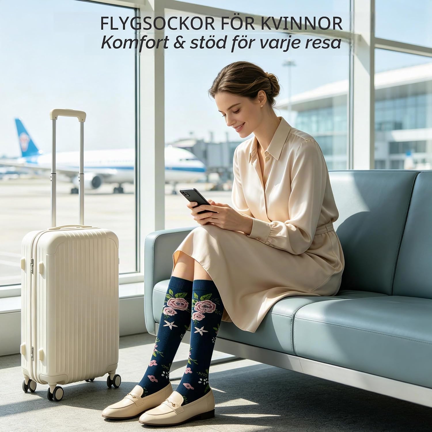 Detalle 2 de BISOUSOX kompressionsstrumpor 15–20 mmHg, 3 par för sport och resa