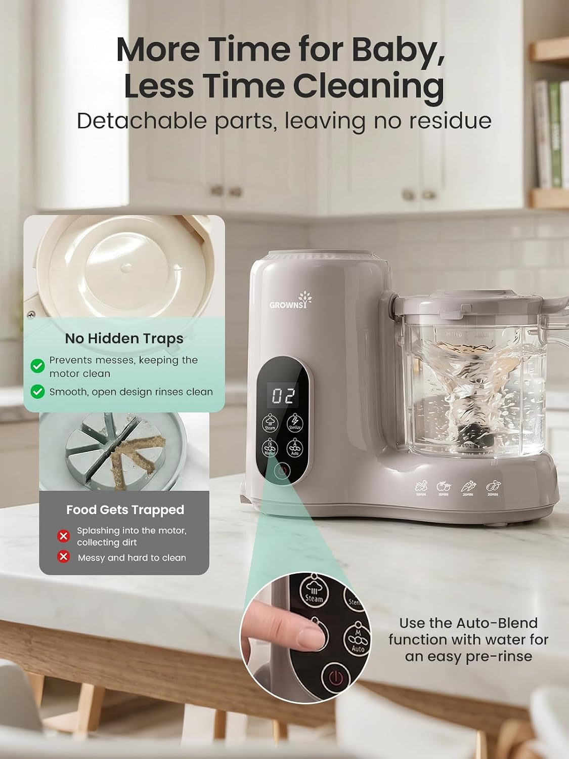 Detalle 1 de Grownsy Baby Food Maker with Stainless Steel Basket