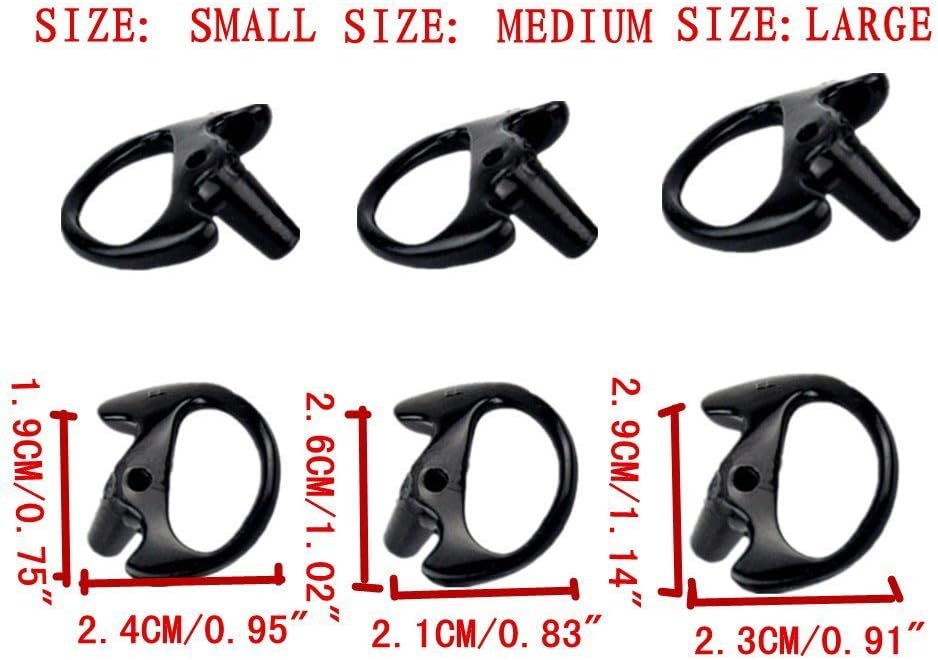 Thumbnail 5 de 2 Way Radio Earmold Black Medium Soft Rubber Earbuds + Replacement Black Coil Audio Tube for Motorola, Kenwood, Baofeng Radios (Left & Right)