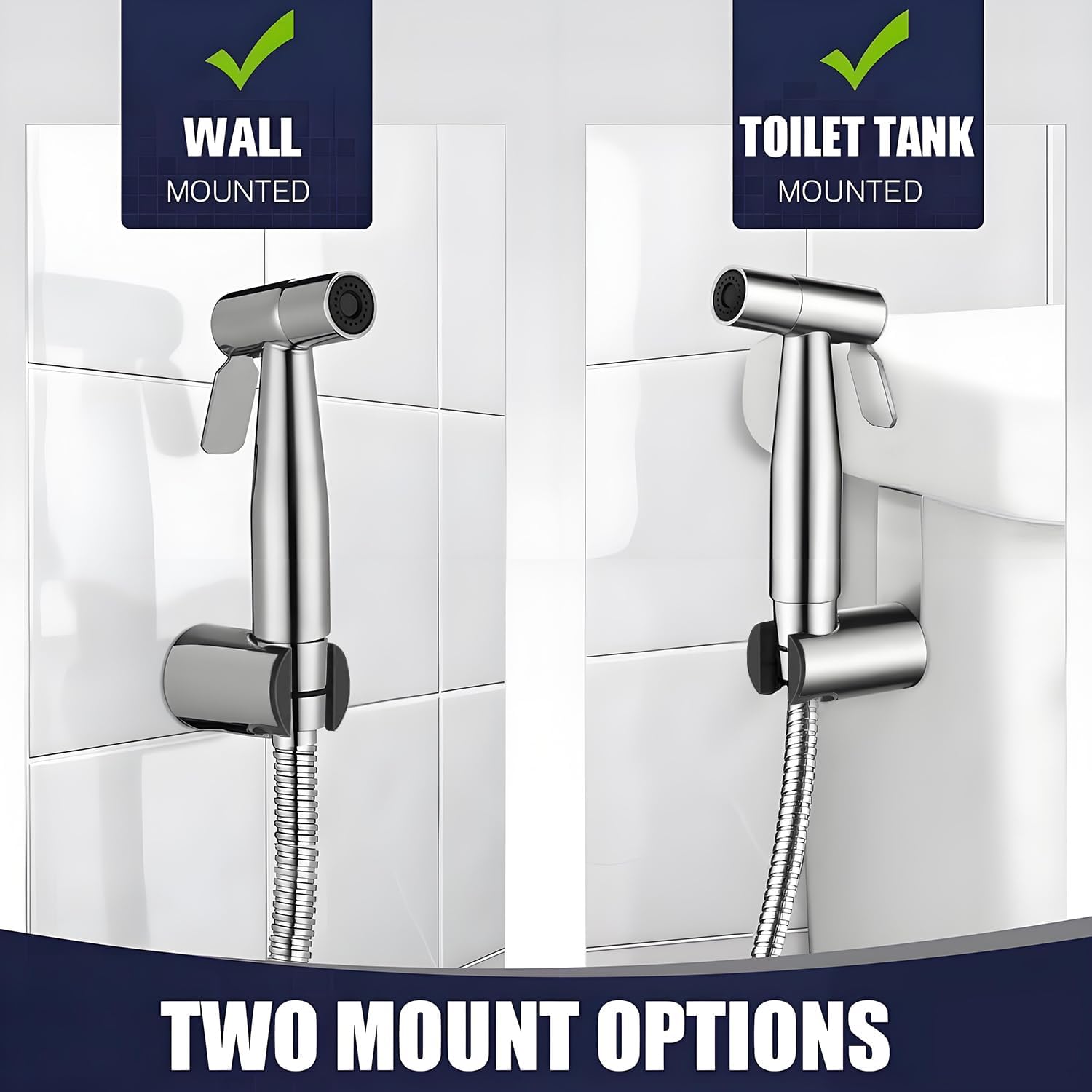 Thumbnail 3 de Pugrwei Handheld Bidet Sprayer, 304 Stainless Steel, Adjustable Flow, 7/8-Inch Brass T-Valve