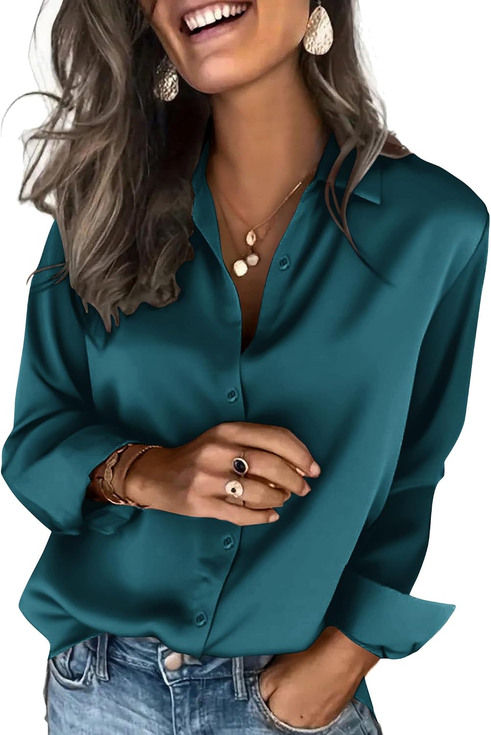 Thumbnail 6 de Zeagoo Satin Blouse for Women long-sleeve blouse