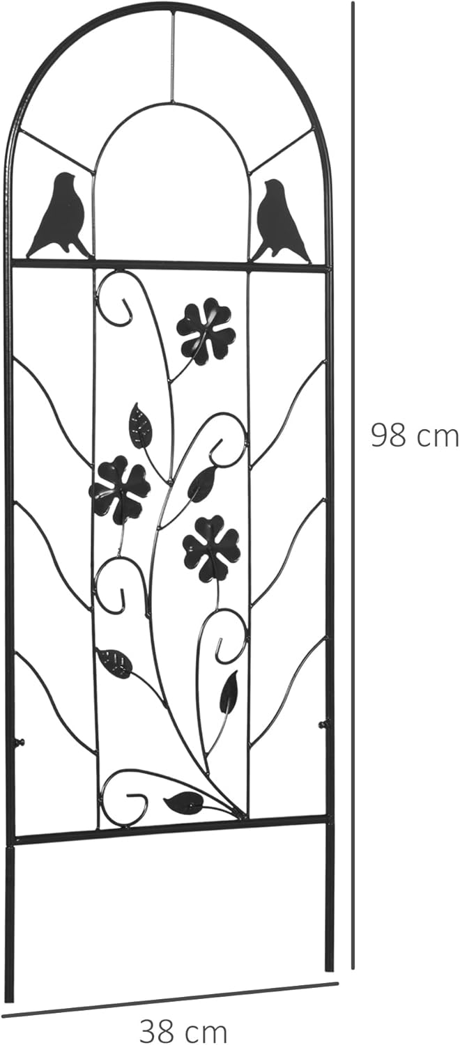 Thumbnail 6 de Outsunny Treillis de Jardin Lot de 2 en métal 38 x 98 cm – Noir