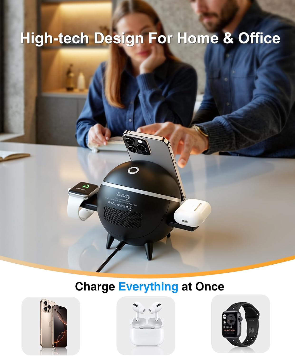 Thumbnail 4 de Beeasy 4-in-1 Qi2 15W Wireless Charger Station with Rotatable MagSafe Stand