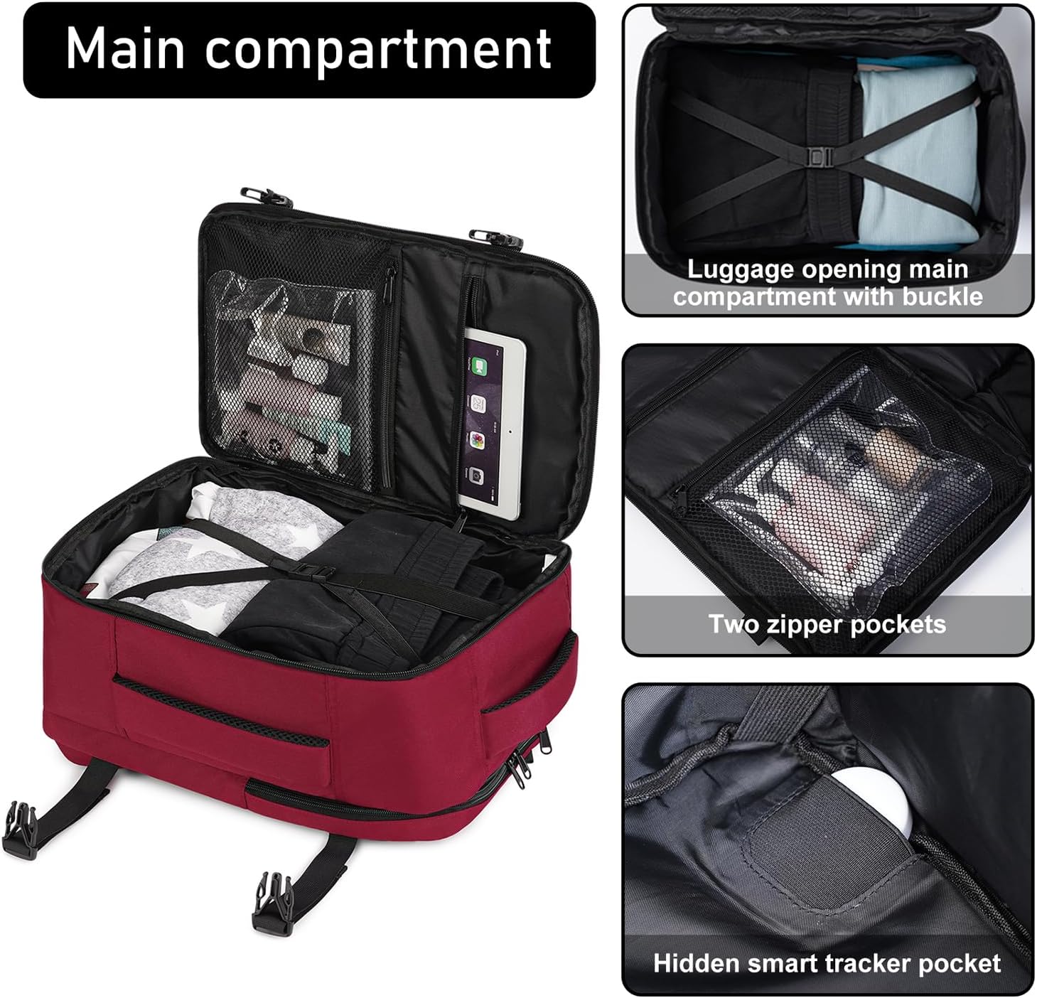 Detalle de ECOHUB Rucksack 40x20x25 cm für Ryanair Handgepäck (20 l) – wasserdichte PET-Recycling-Backpack