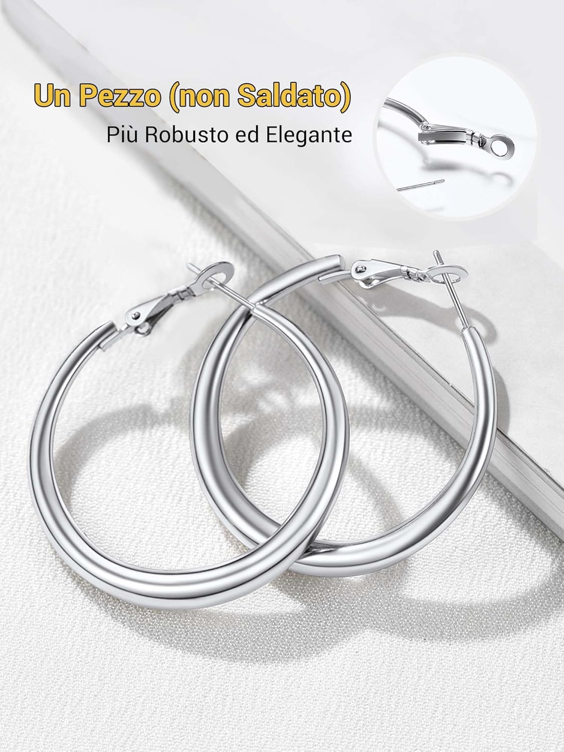 Thumbnail 4 de Orecchini cerchio PROSTEEL in acciaio chirurgico 316L con confezione regalo (40/60/80 mm)