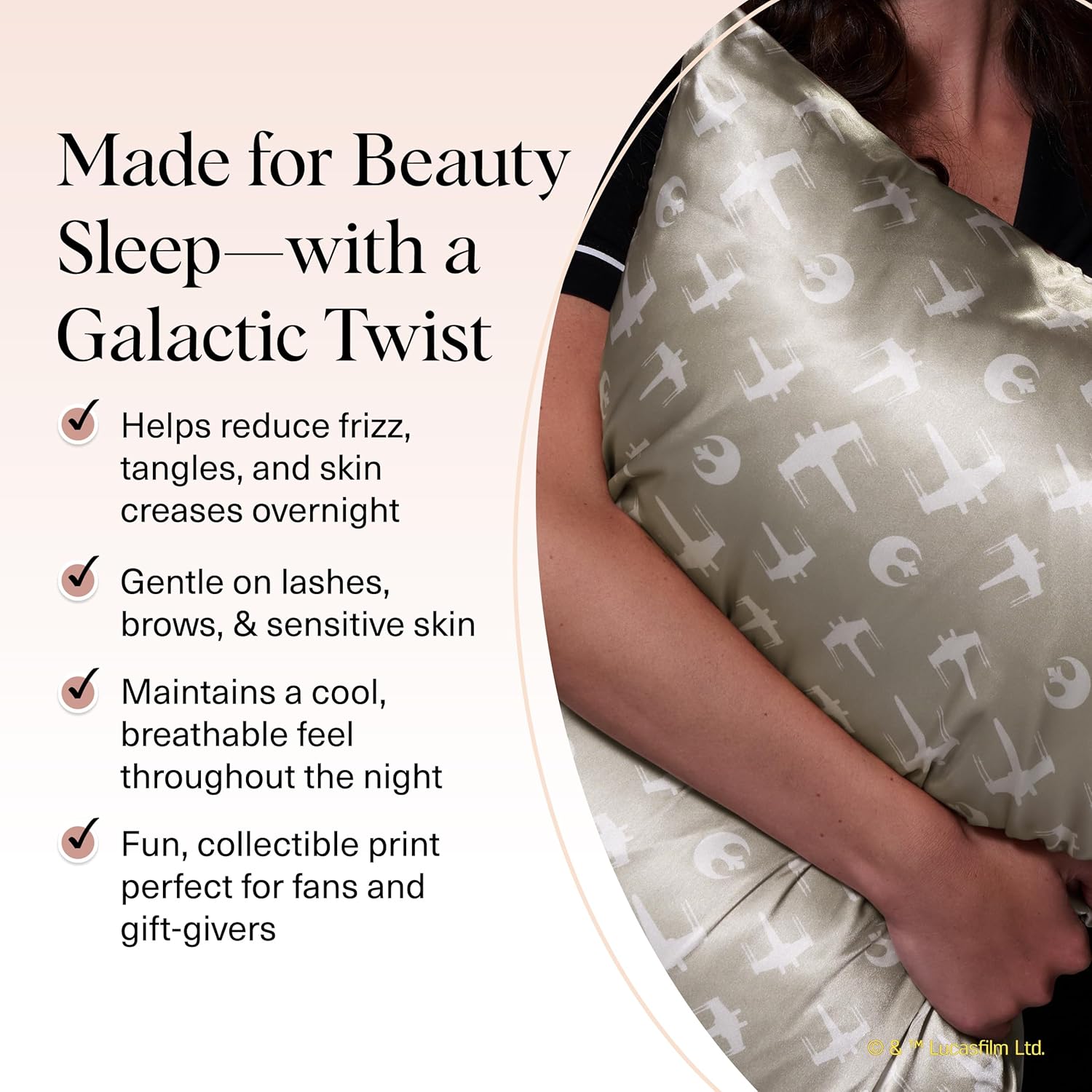 Detalle de Kitsch x Star Wars Rebel Alliance Satin Pillowcase with Zipper — King Size (19x36), Wrinkle-Free & Cooling