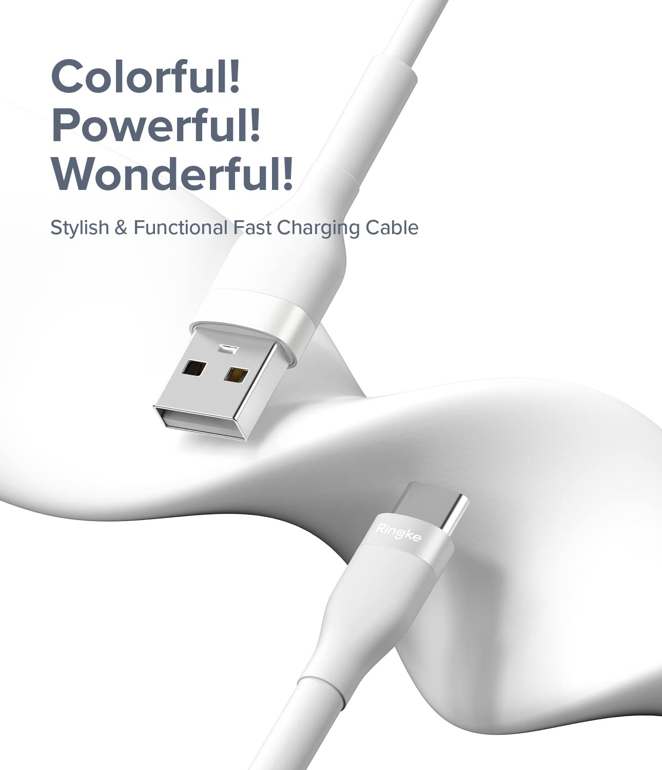 Thumbnail 6 de Ringke Fast Charging Pastel Cable 2M USB-C to USB-A (12W) – White