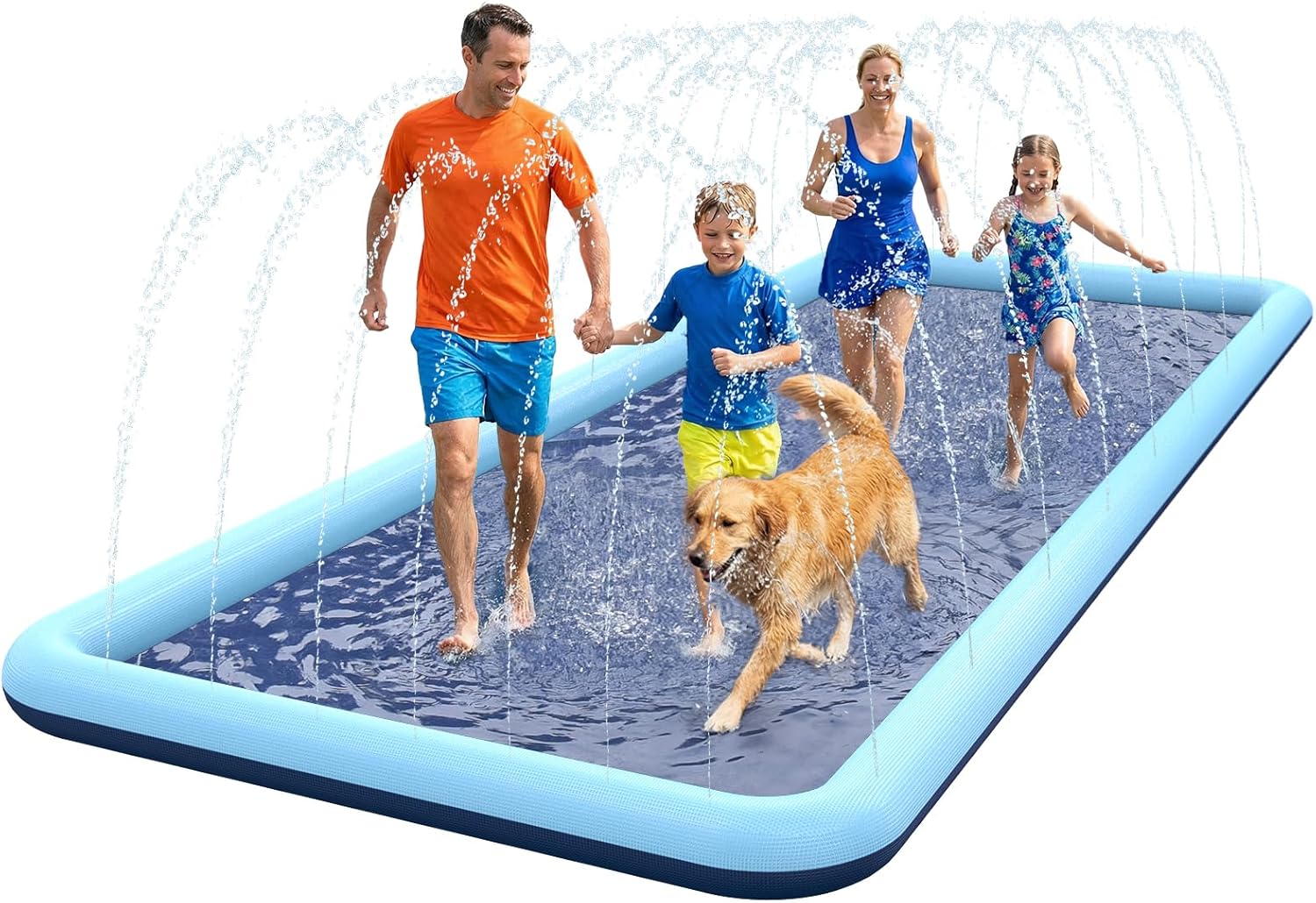 Detalle de VISTOP Non-Slip Splash Pad for Kids and Dogs – 116 x 72 inch Thick 0.55mm Blue