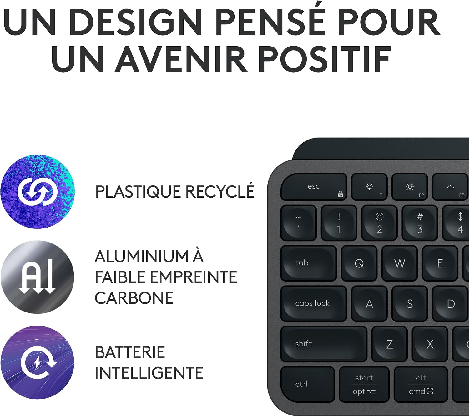Detalle 2 de Logitech MX Keys S Clavier sans Fil – Gris, Rechargeable USB‑C