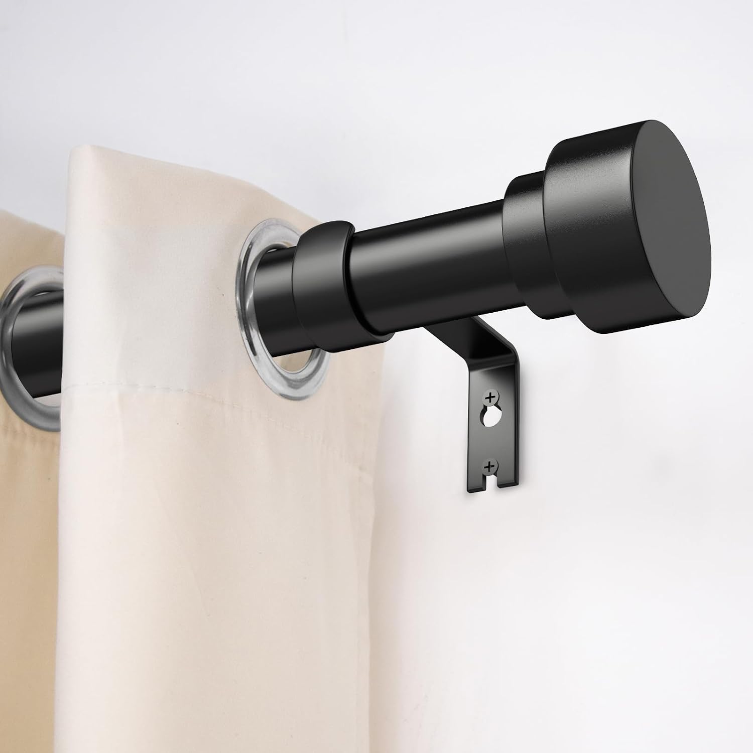 Detalle 2 de Time Forest Black Curtain Rods for Windows (32"–120"), 1-Inch Heavy-Duty Adjustable Rod with End Caps