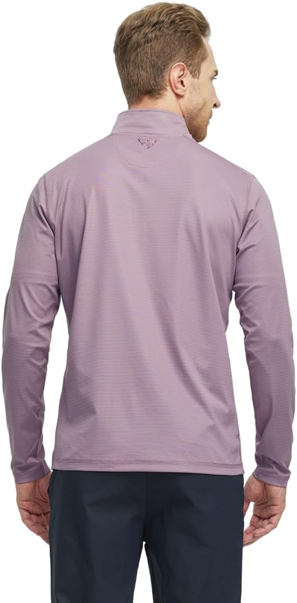 Detalle de M MAELREG Quarter Zip Pullover Men Performance Dry Fit Stripe Mock Neck Midlayer