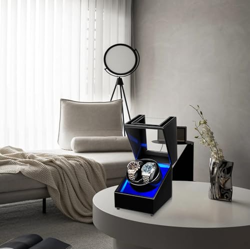 Thumbnail 7 de Mcbazel Double Remontoir de Montre – Boîte à Montre à Double Position en Cuir PU, USB et LED bleue, 5 Modes