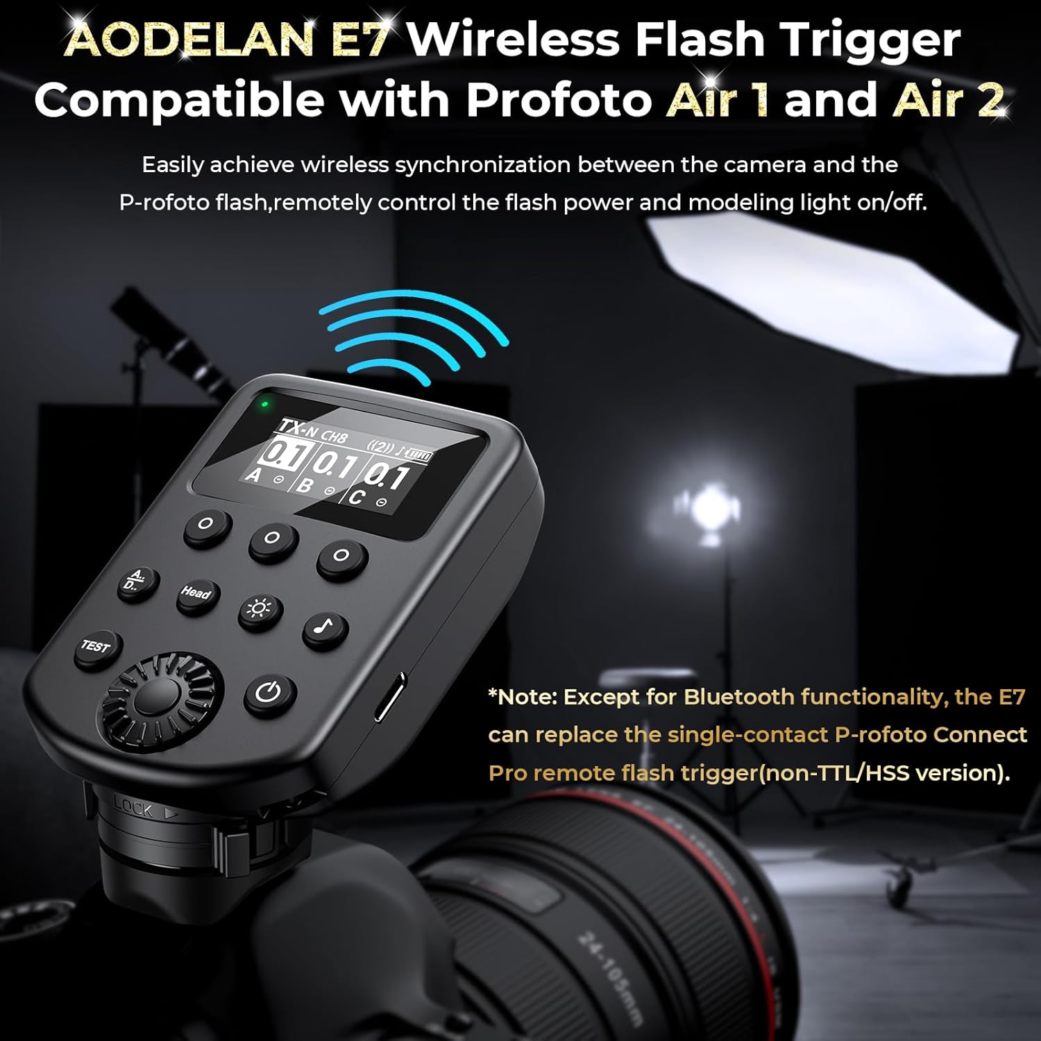 Thumbnail 1 de AODELAN E7 Wireless Flash Trigger: Prime Compatibility with Profoto Air 1/2 and Canon–Nikon–Sony Systems