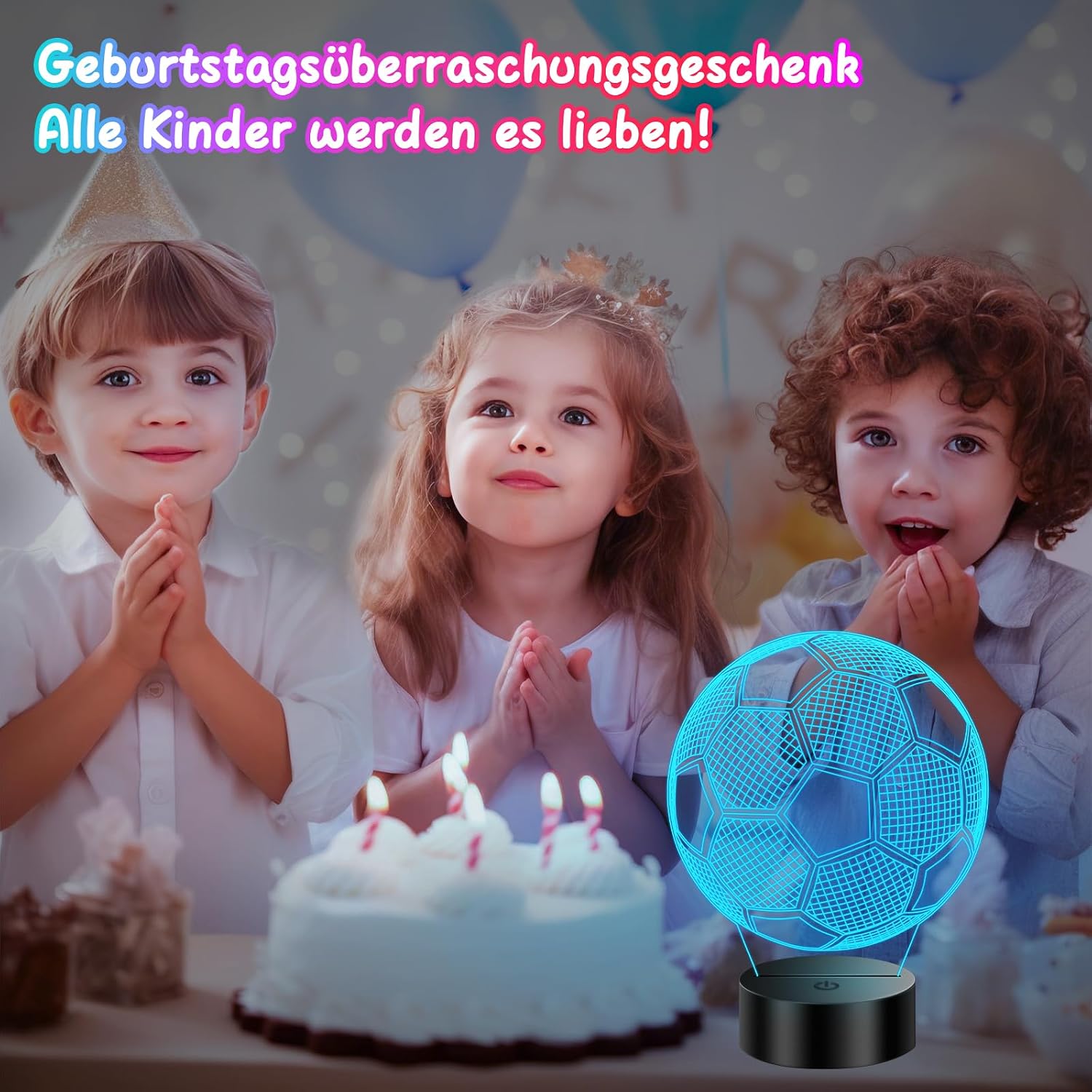 Detalle de Polemera Fußball-Nachtlicht 3D für Kinder mit Fernbedienung, 16 Farben