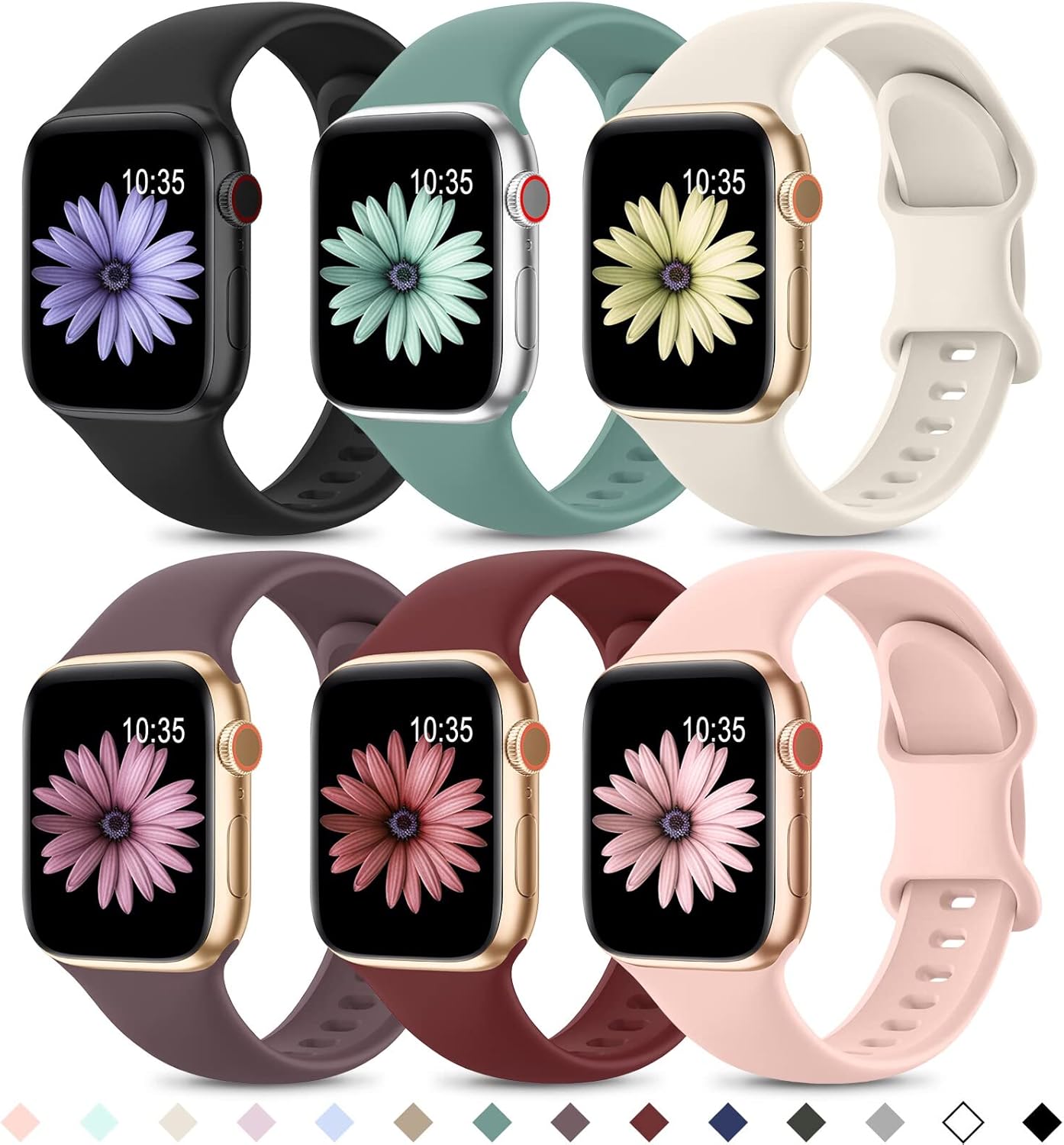 Thumbnail 6 de Higgs 6 Pack Sport Straps for Apple Watch (11/10/Ultra/9/8/7/6/SE/Series 1–4) in silicone