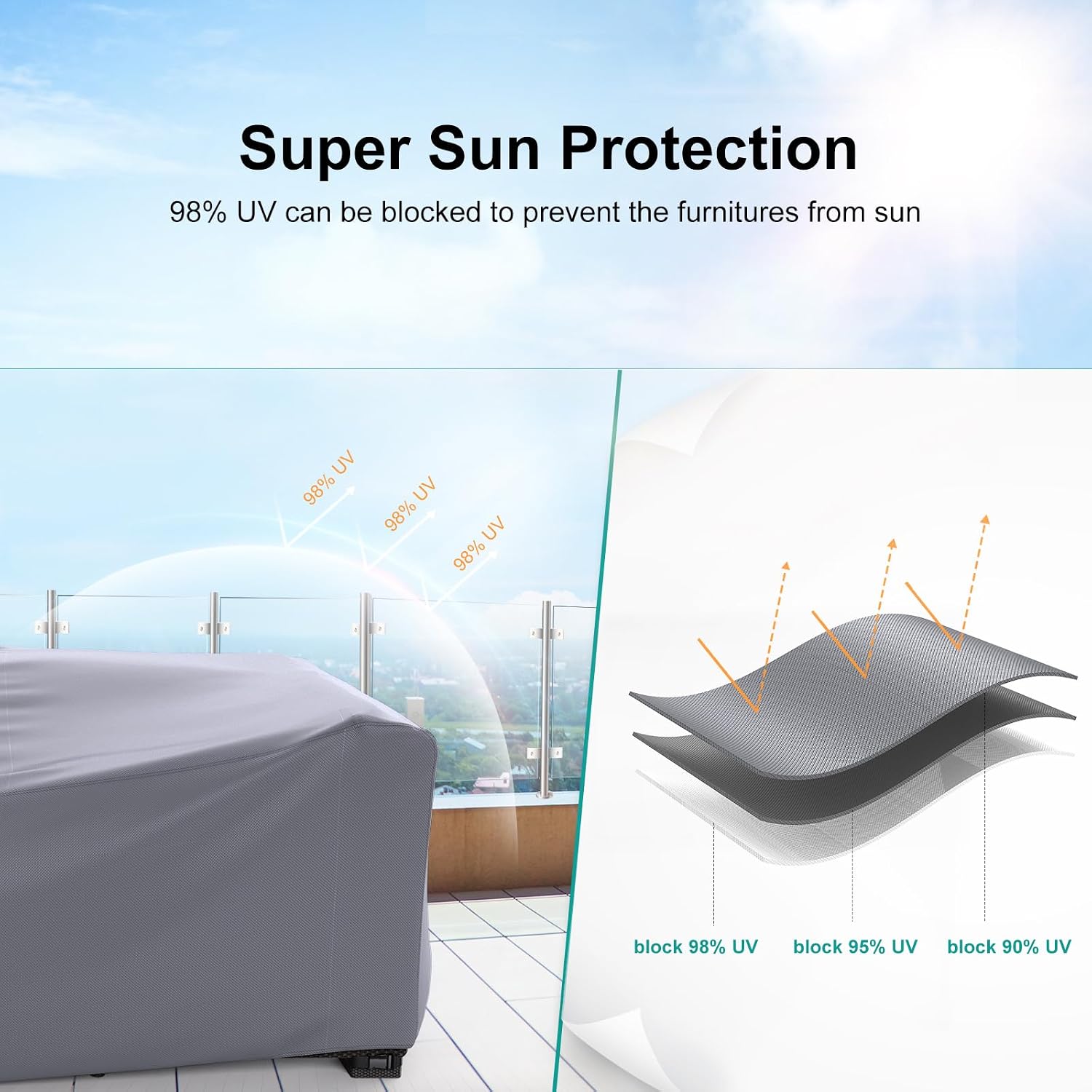 Detalle 2 de BROSYDA Patio Furniture Cover 78"L × 62"W × 30"H