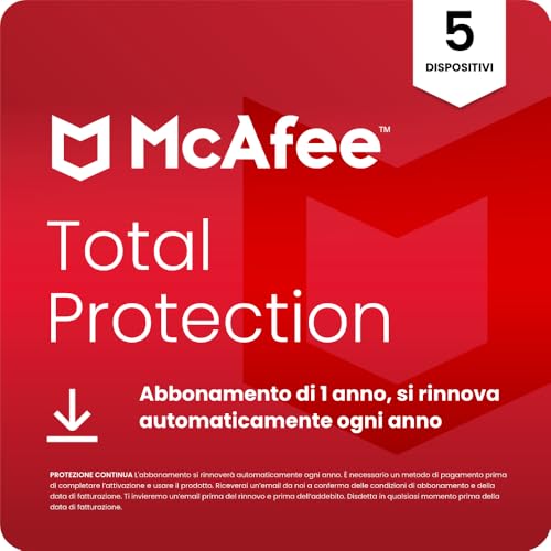 Detalle de McAfee Total Protection - 5 Dispositivi 2026: sicurezza completa, VPN e password manager in un unico abbonamento
