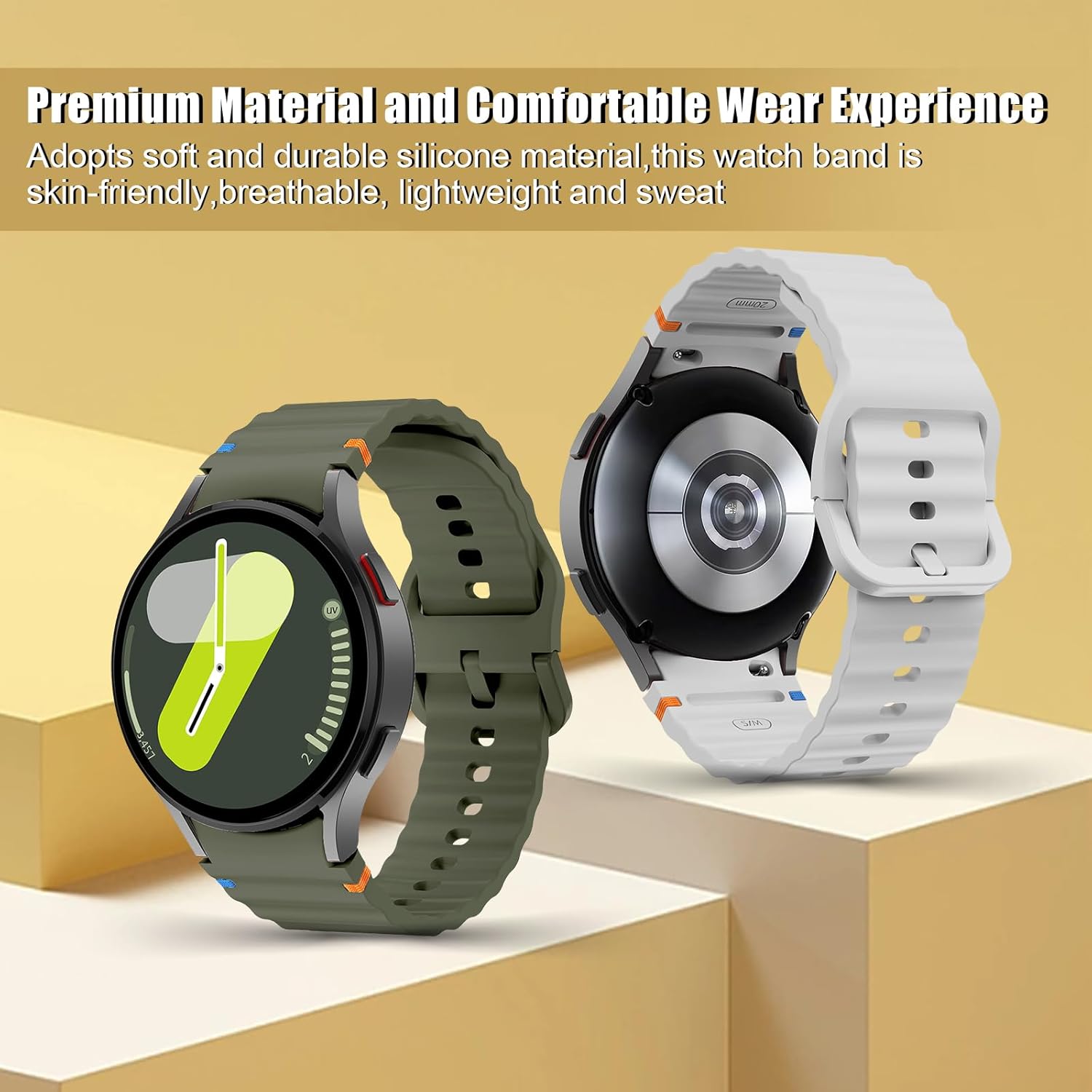 Thumbnail 5 de XMUXI No Gap Strap for Samsung Galaxy Watch 7/6/5/4 & FE – Silicone Sport Band