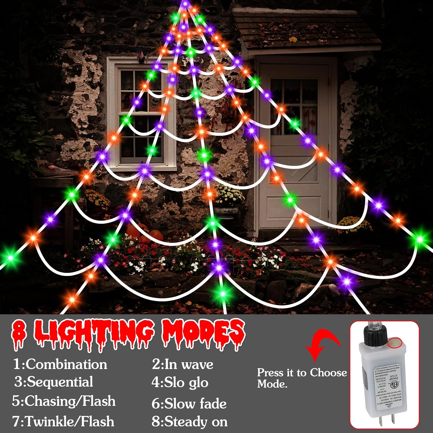 Detalle 1 de Aitbay 241 Lighted Spider Web, 17.4-Foot Display with 150 LEDs