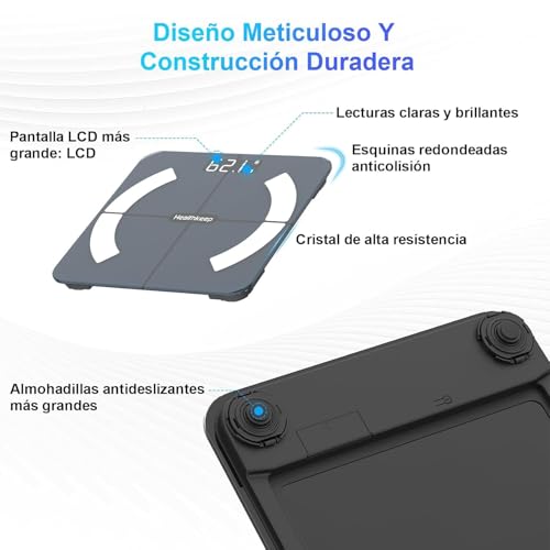 Thumbnail 7 de Healthkeep Bascula Grasa Corporal: Báscula de Baño Wireless con 13 Funciones