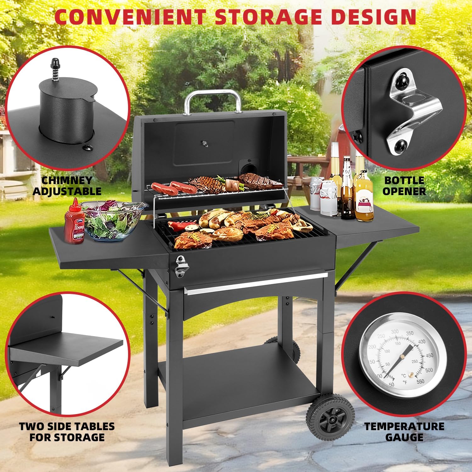 Thumbnail 2 de Portable BBQ Barbecue Grill Outdoor Compact Smoker