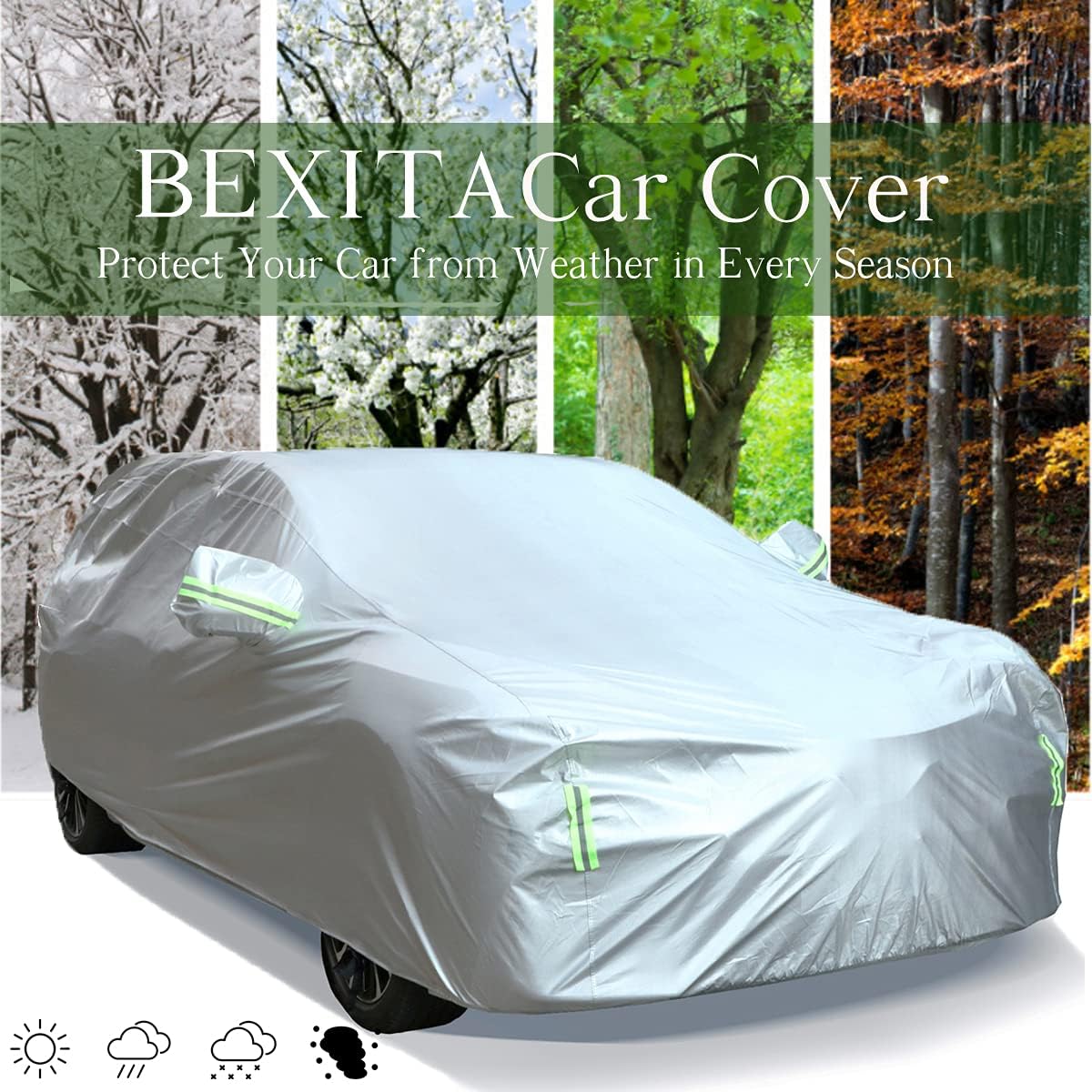 Thumbnail 6 de BEXITA Car Cover Waterproof for Hatchback (Size L up to 430cm) – all-weather windproof, snowproof & UV protection