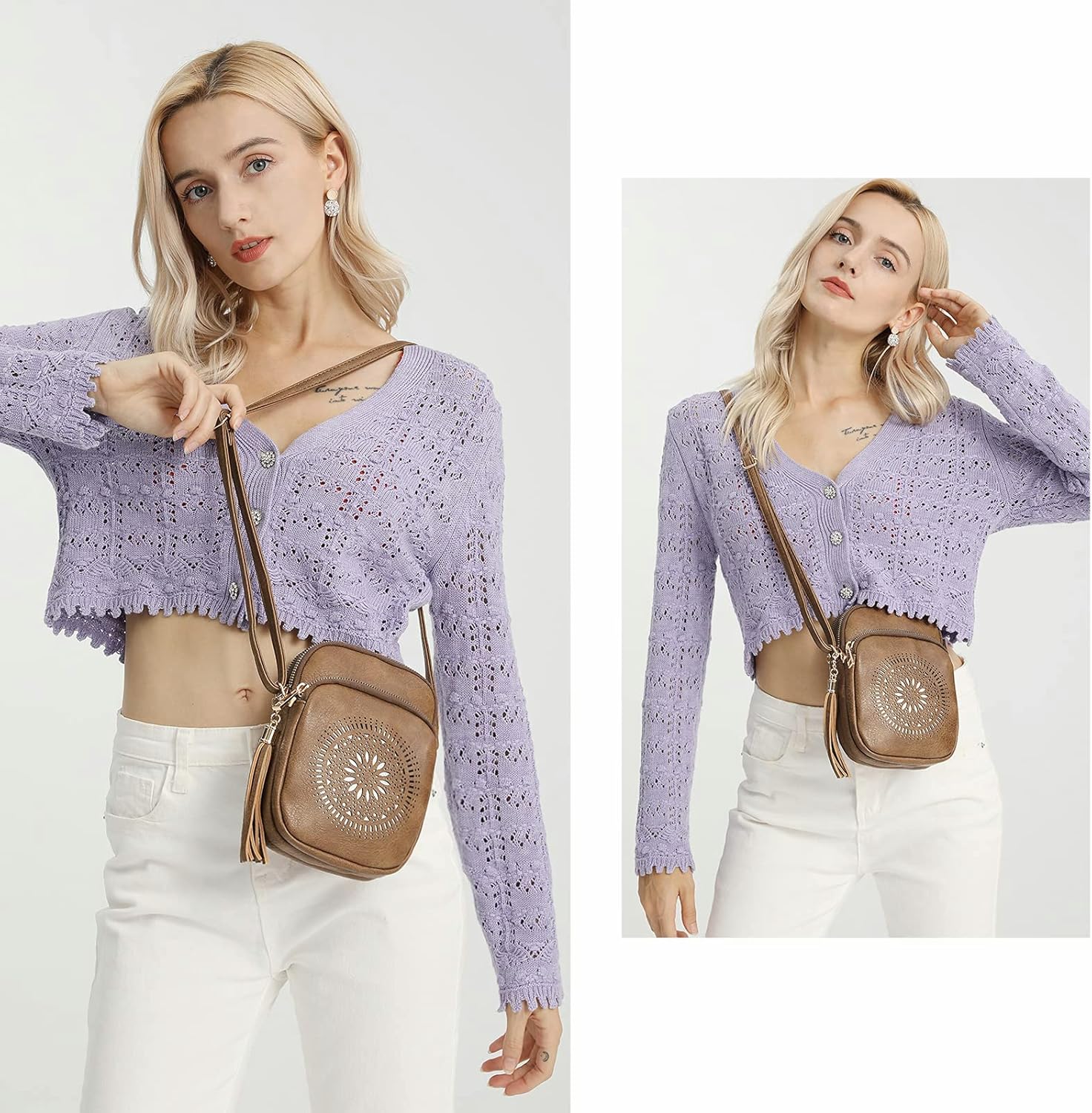 Thumbnail 1 de GLITZALL Small Crossbody Phone Bag in PU faux leather with tassel detail