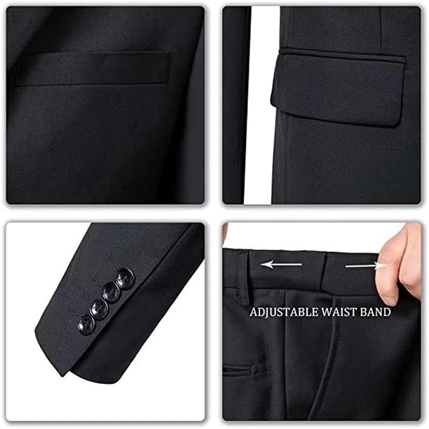 Thumbnail 5 de Furuyal Men’s 3-Piece Slim Fit Suit Set (Two-Button Blazer, Vest, Pants)