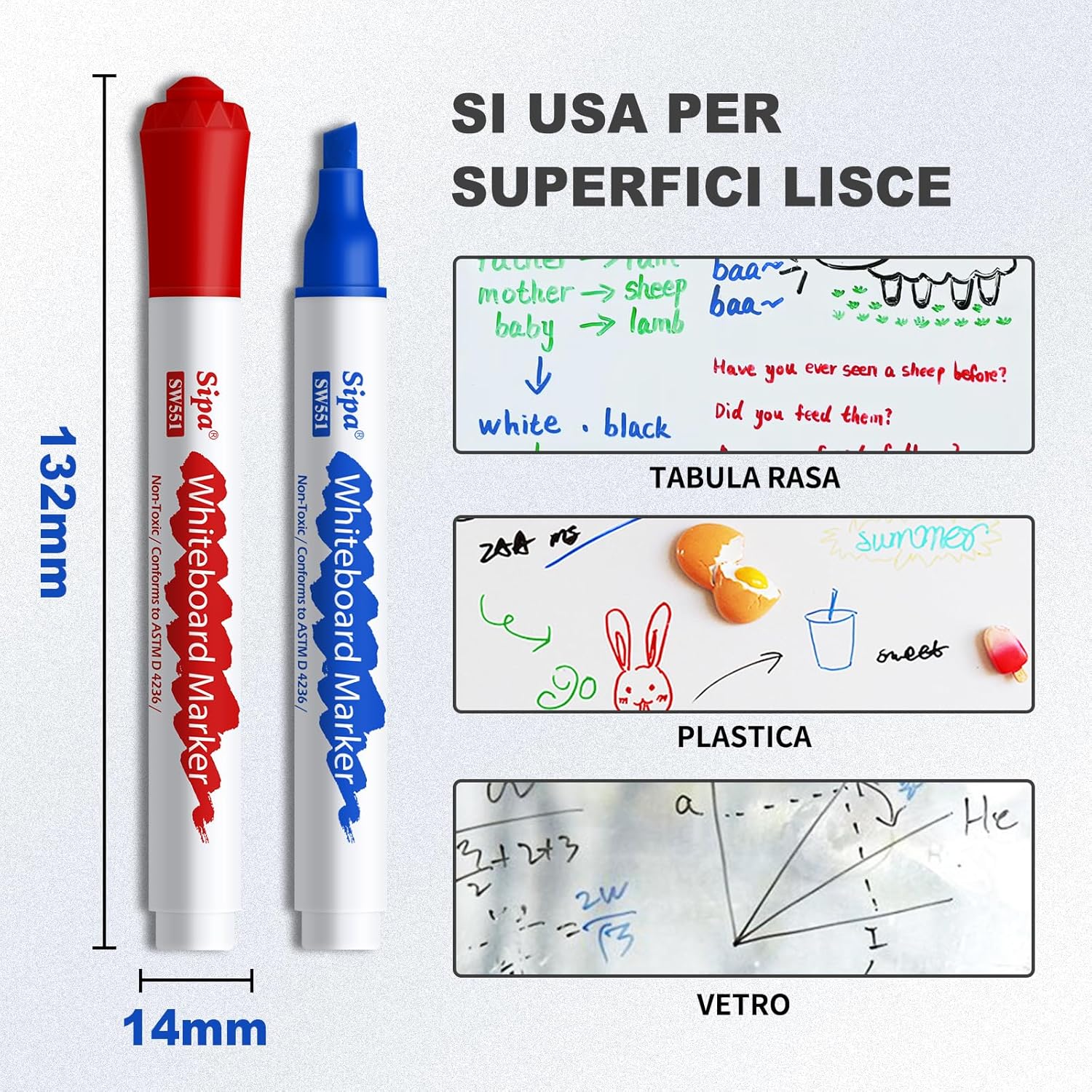 Detalle 1 de Pennarelli per lavagna bianca Sipa 4 mm
