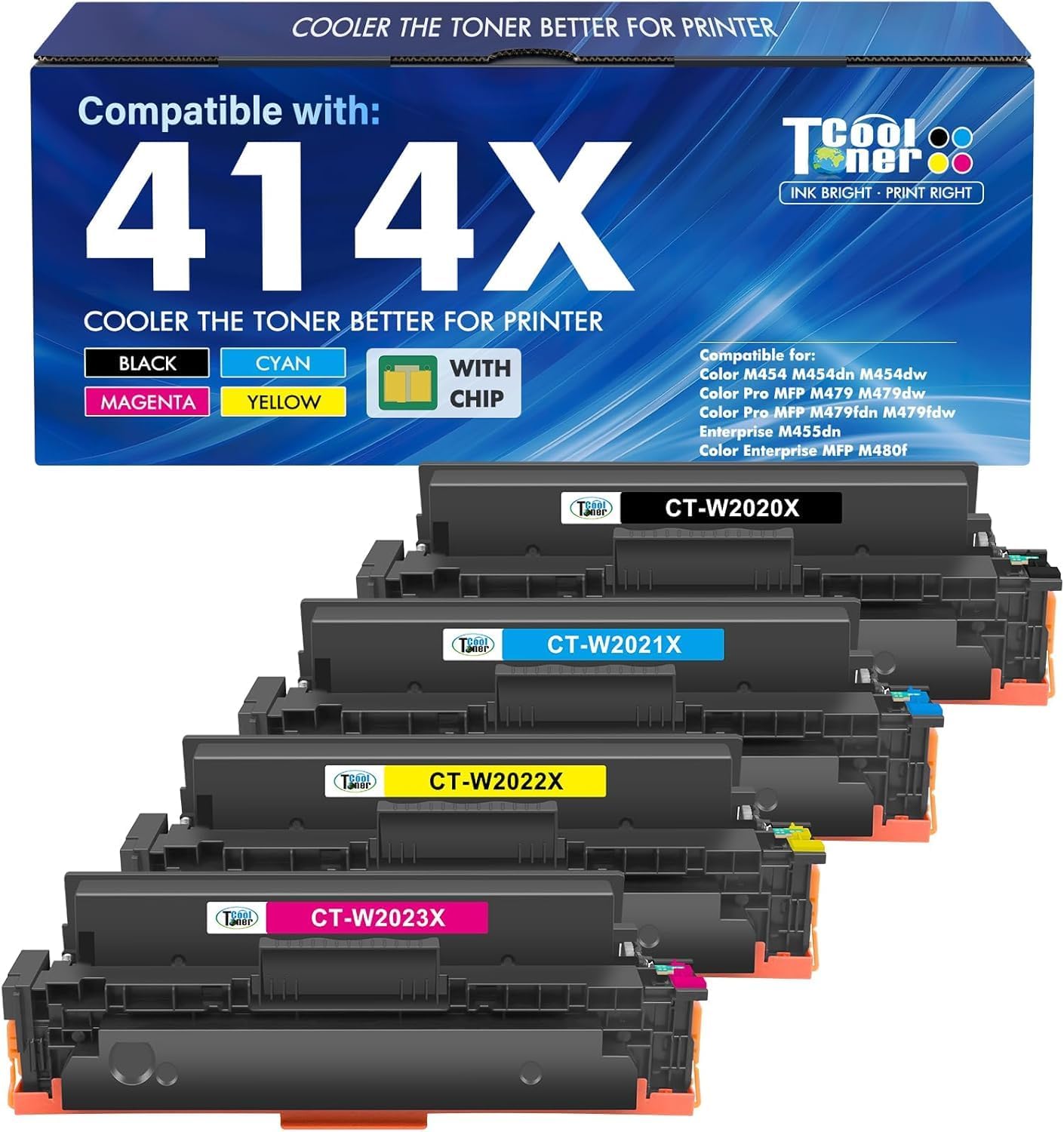 Detalle de Cool Toner 414X High-Yield Toner Cartridge 4-Pack for HP 414A/414X
