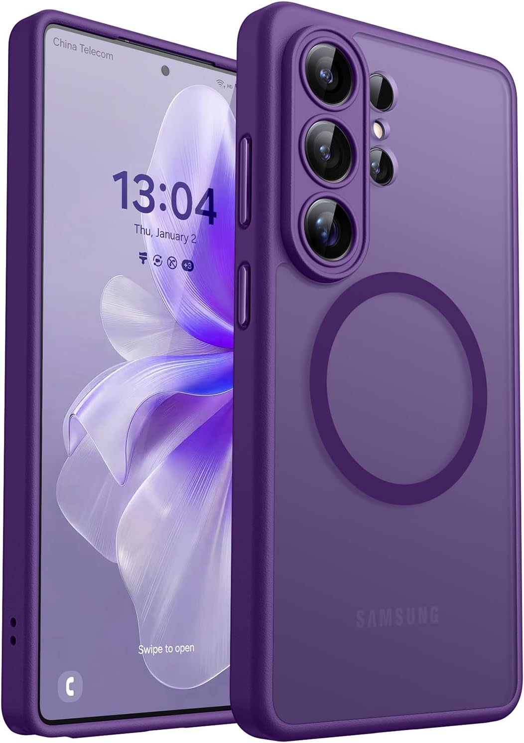 Detalle de CANSHN Custodia Magnetica per Samsung Galaxy S26 Ultra 6.9" - Protezione Fotocamera, Doppio Strato TPU/PC, Viola Profondo