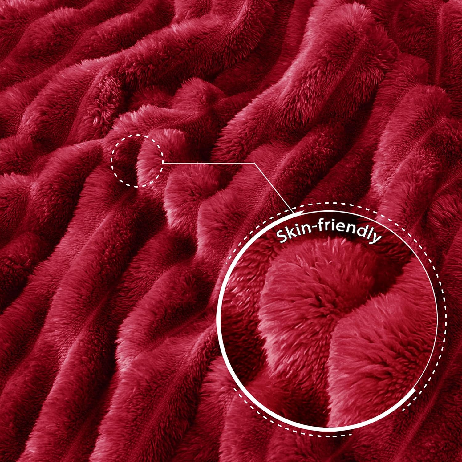 Thumbnail 4 de Exclusivo Mezcla Striped Fleece Throw Blanket, Deep Red, 50" x 60