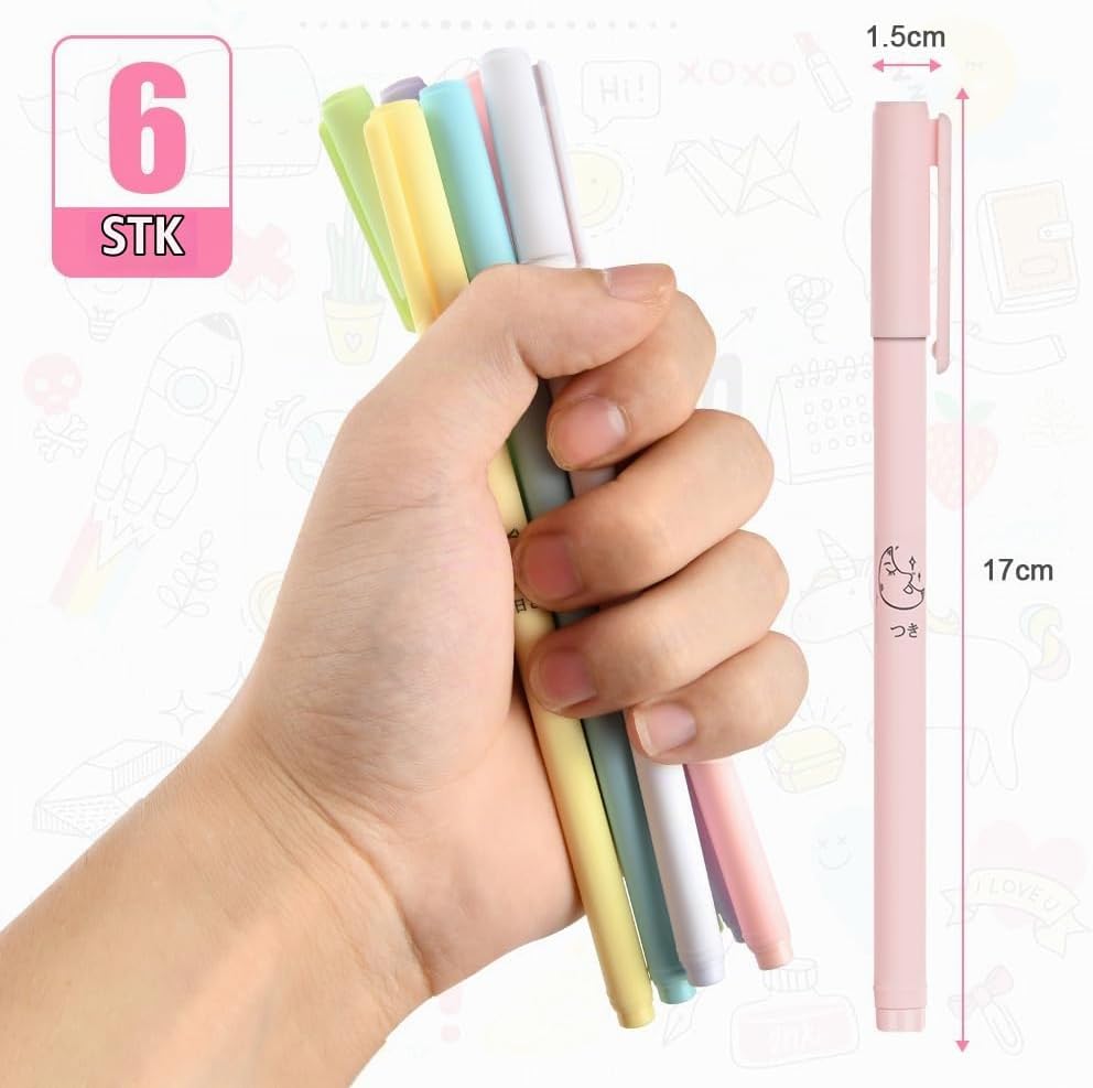 Detalle de OFFCUP Rollerball gelpennen, 6 stuks met zwarte inkt en fijne punt van 0,5 mm