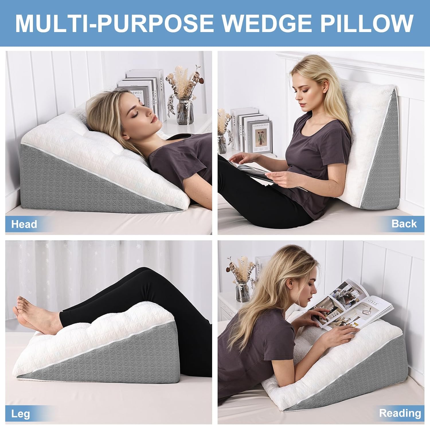 Thumbnail 4 de baibu Bed Wedge Pillow Memory Foam – dual-layer upright support with washable cover