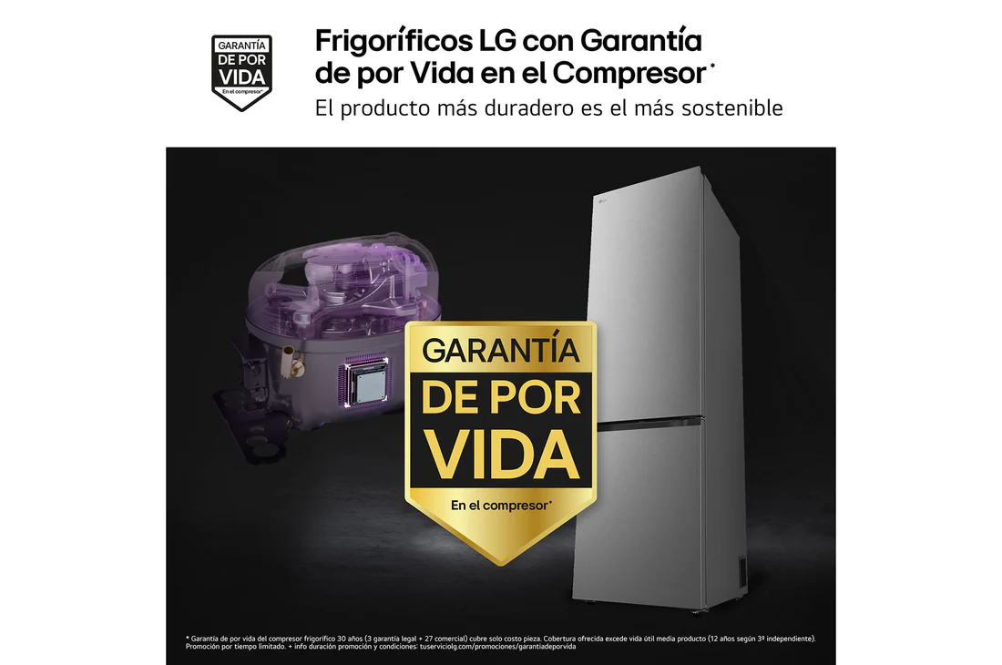 Detalle 2 de LG GBBS524DSW DoorCooling+ Frigorífico Combi 375 L, 2,03 m, Serie 500, blanco