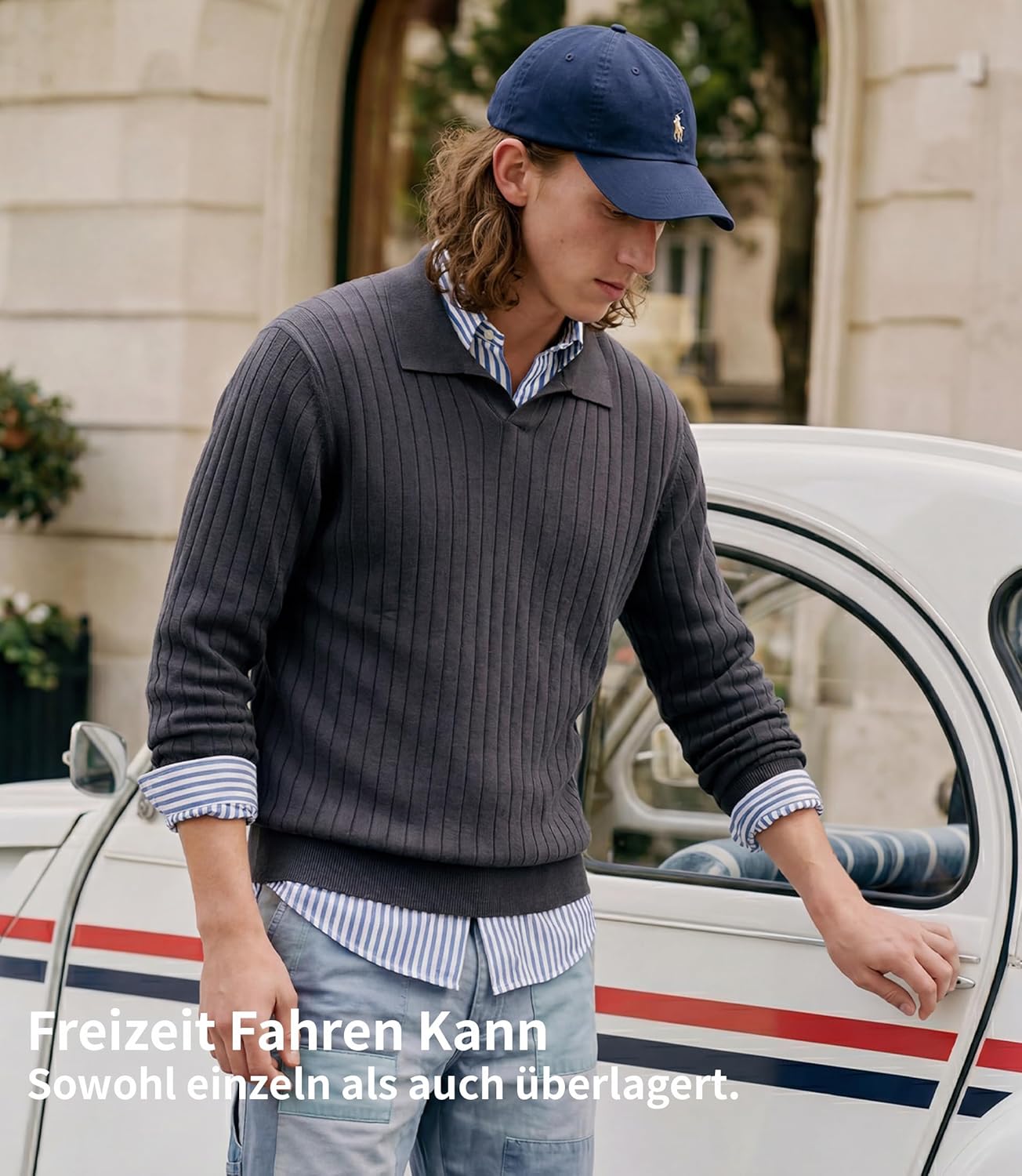 Thumbnail 2 de GLESTORE Herren Langarm-Poloshirt mit Giraffenstickerei – hochwertiges Langarmshirt aus Viskose/Nylon