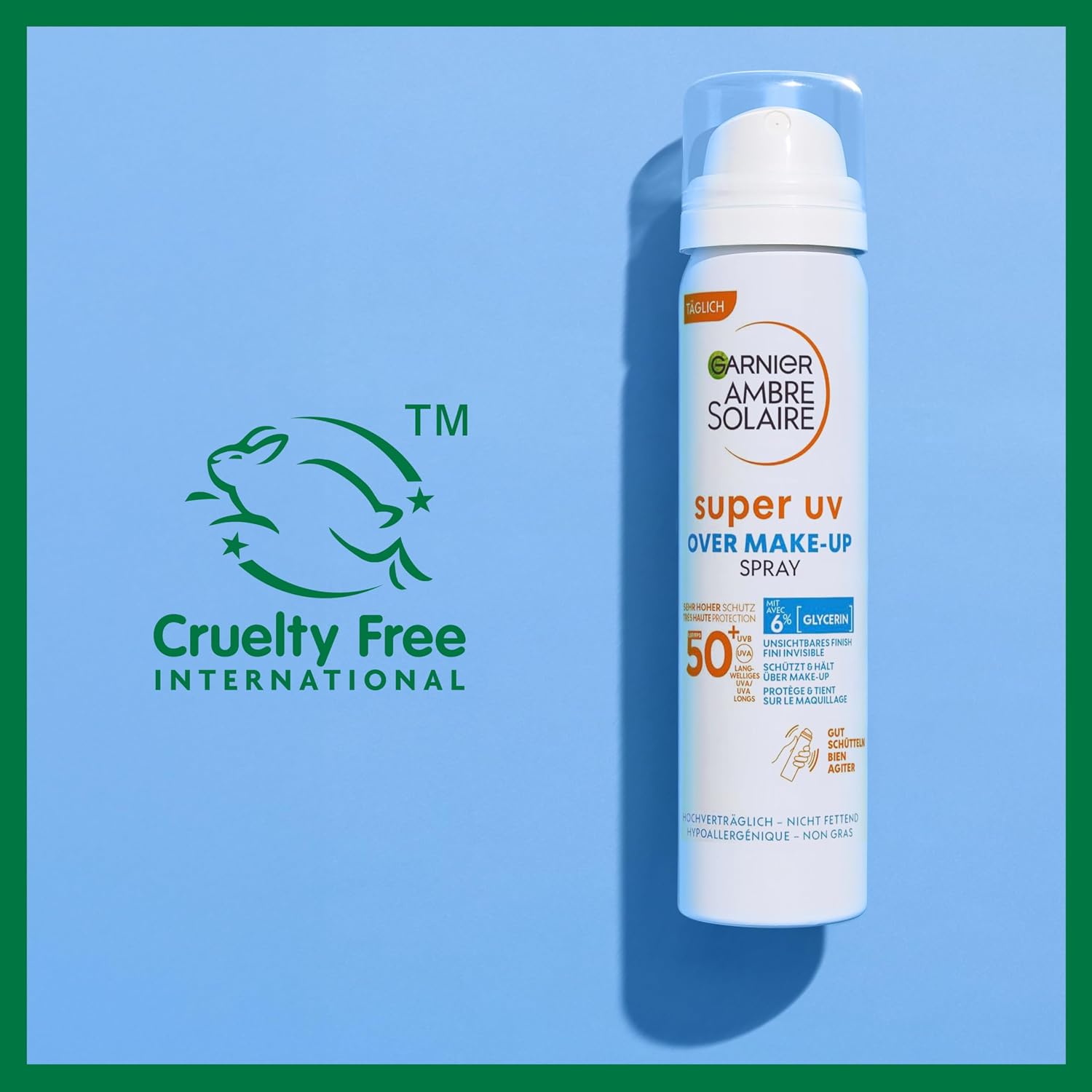 Thumbnail 6 de Garnier Ambre Solaire Super UV Over Make-up Spray LSF 50+ – Sonnenschutzspray fürs Gesicht mit Hyaluronsäure, 75 ml