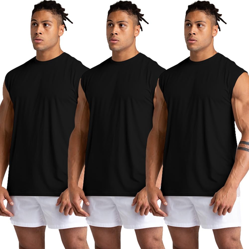 Detalle de Holure Cotton Gym Tank Tops Pack (1, 3 or 5) – Sleeveless Training Tees for Men