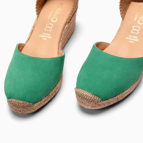 Detalle de MiMaO Espadrilles à Talon compensé Vert EU 36 — Confort et élégance made in Espagne